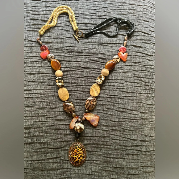 Large chunky statement necklace chicos stone crystal acrylic - Picture 1 of 2